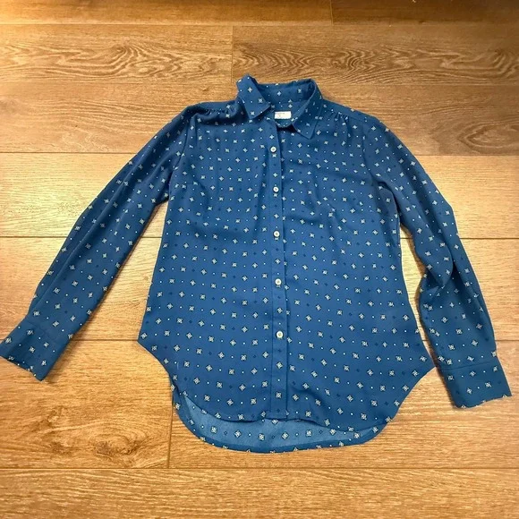 UNTUCKit Women's Natalie Button Front Shirt Blue Geometric Print 0 Classic - Picture 3 of 14